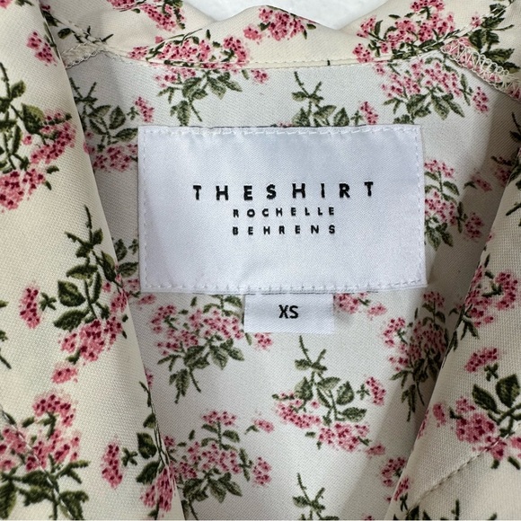 The Shirt by Rochelle Behrens Pink Floral Ruffles Shirt Size Xsmall - Picture 3 of 5